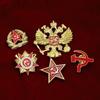Double-Headed Eagle Emblem, Soviet Sickle And Hammer, First-Class Patriotic Medal, Red Five-Pointed Star Metal Brooch