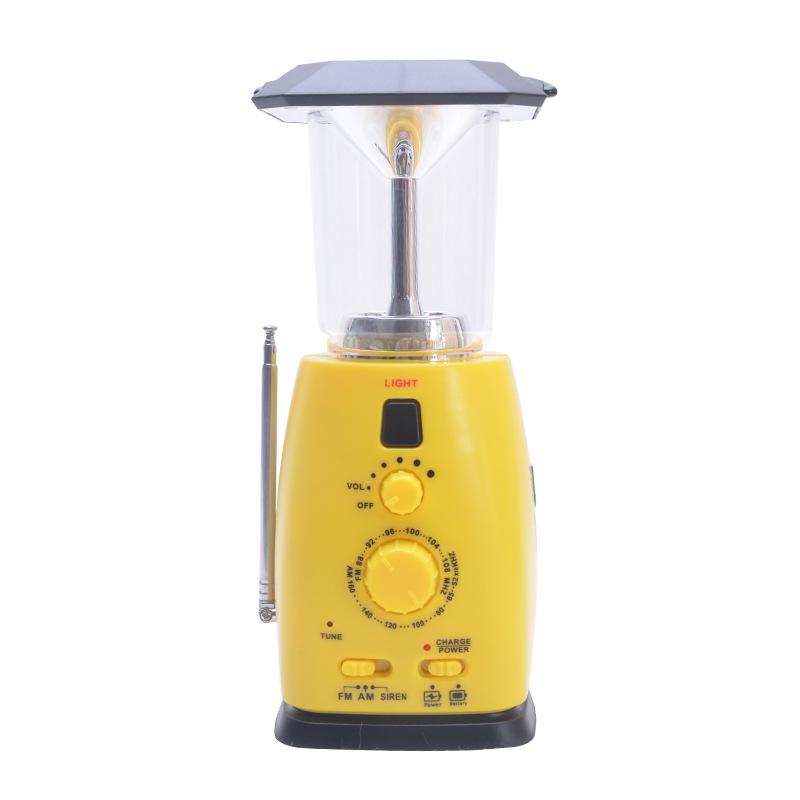 Solar-Powered LED Camping Lantern with Hand-Crank Generator Radio