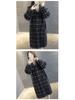 Korean Style Plaid Mid-Length Knit Jacket - Loose Fit, Long Sleeve, Autumn/Winter Women's Fashion.