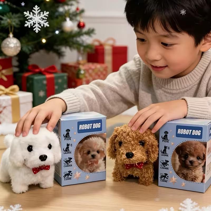 Cute Plush Robot Puppy Interactive Walking Simulated PuppyToy Barking Tail Wagging Stuffed Dog Plush Toy for Children No Battery