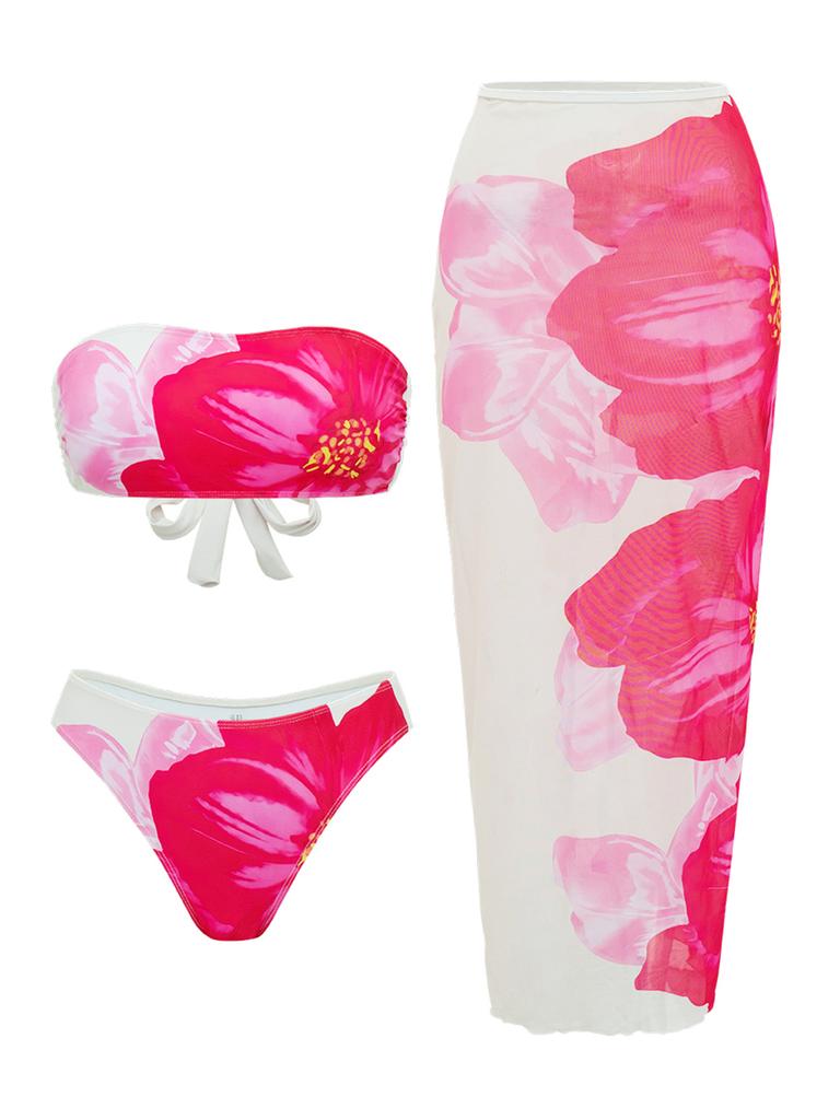 3 Pack Sexy Printed Bikini Set Swimwear Skirt