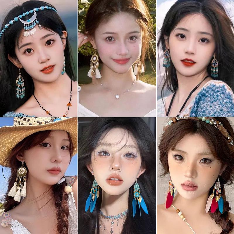 Bohemian Long Tassel Earrings for Women - 2025 High-End Ethnic Vacation Style Studs