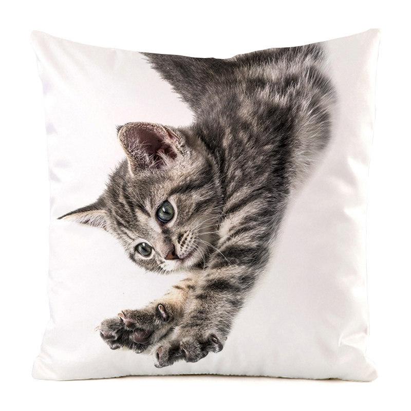 The cute cats from Northern Europe Digital printing short plush pillow covers for car sofa office cushion cover home goods