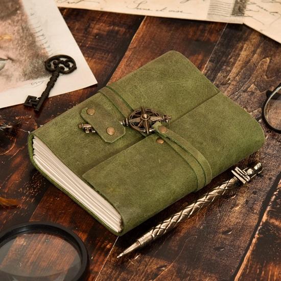Premium Leather Diary With Metal Key Closure And Recycled Handmade Paper