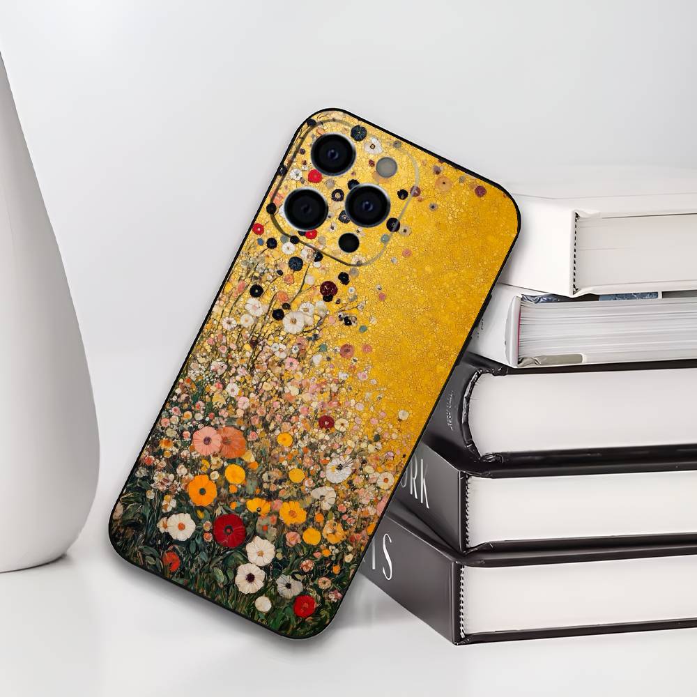 

G-Густав К-Климт Поцелуй Картина Чехол для телефона Для IPhone 17,16,15,14,13,12,11,Plus,Pro,Max,Plus,XS,мягкий чехол Черный силикон iPhone13PROMAX
