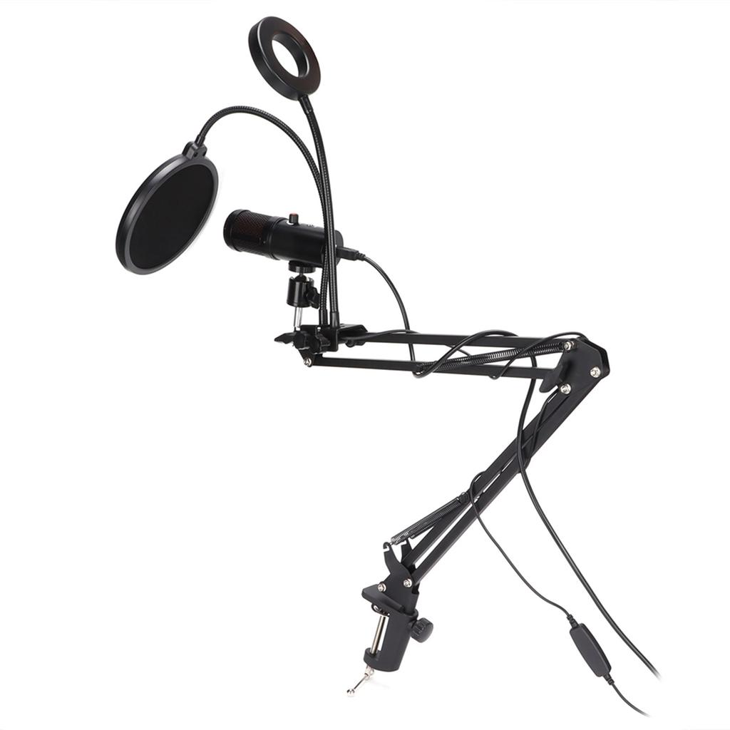 USB Microphone OneKey Mute RGB Light Podcast PC Cardioid Condenser Mic Kit for Recording Live Streaming(A6S with 35