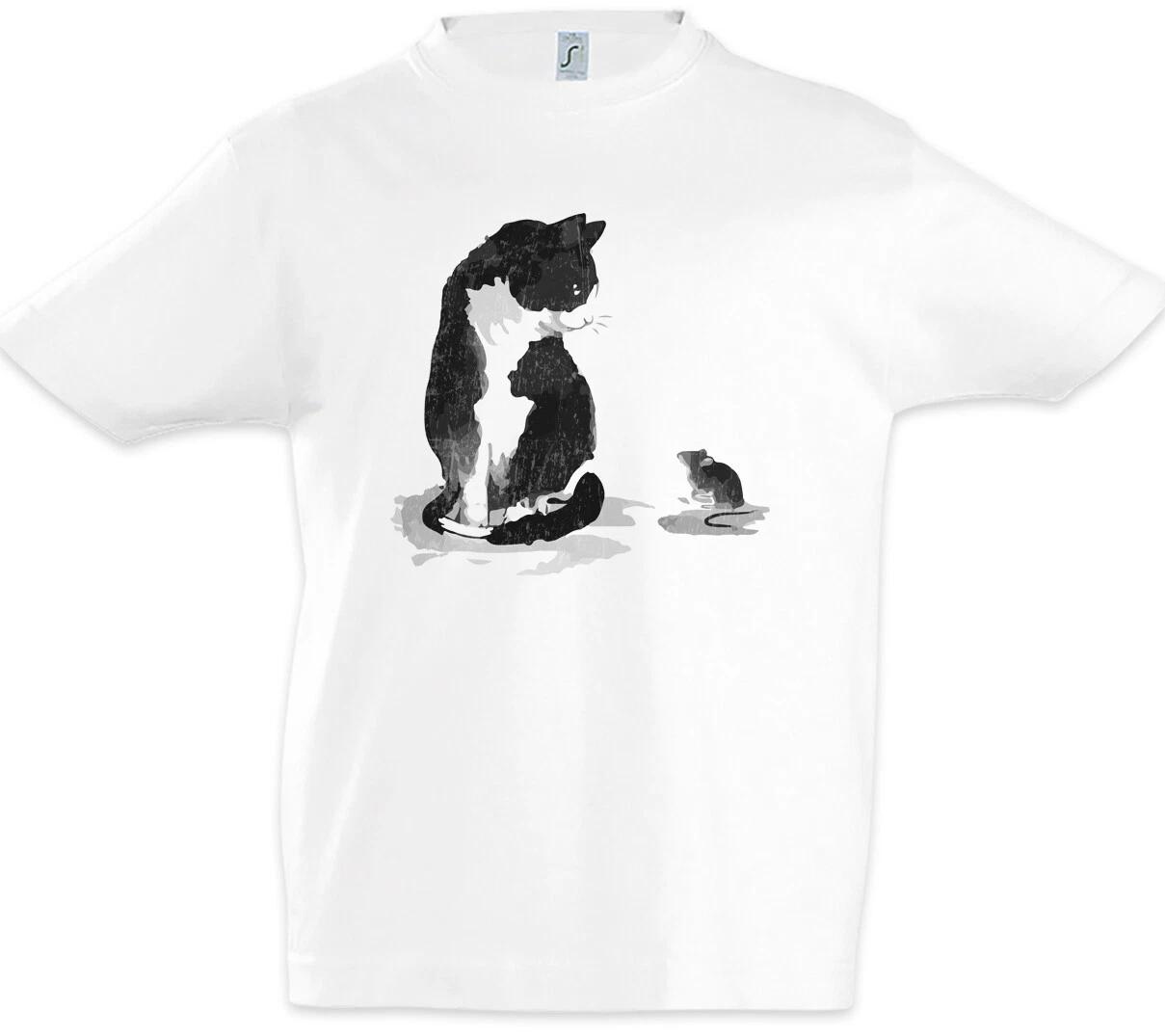 Cat And Mouse Kids Boys T-Shirt Person Cat Cats Love Addiction And Mouse- 120