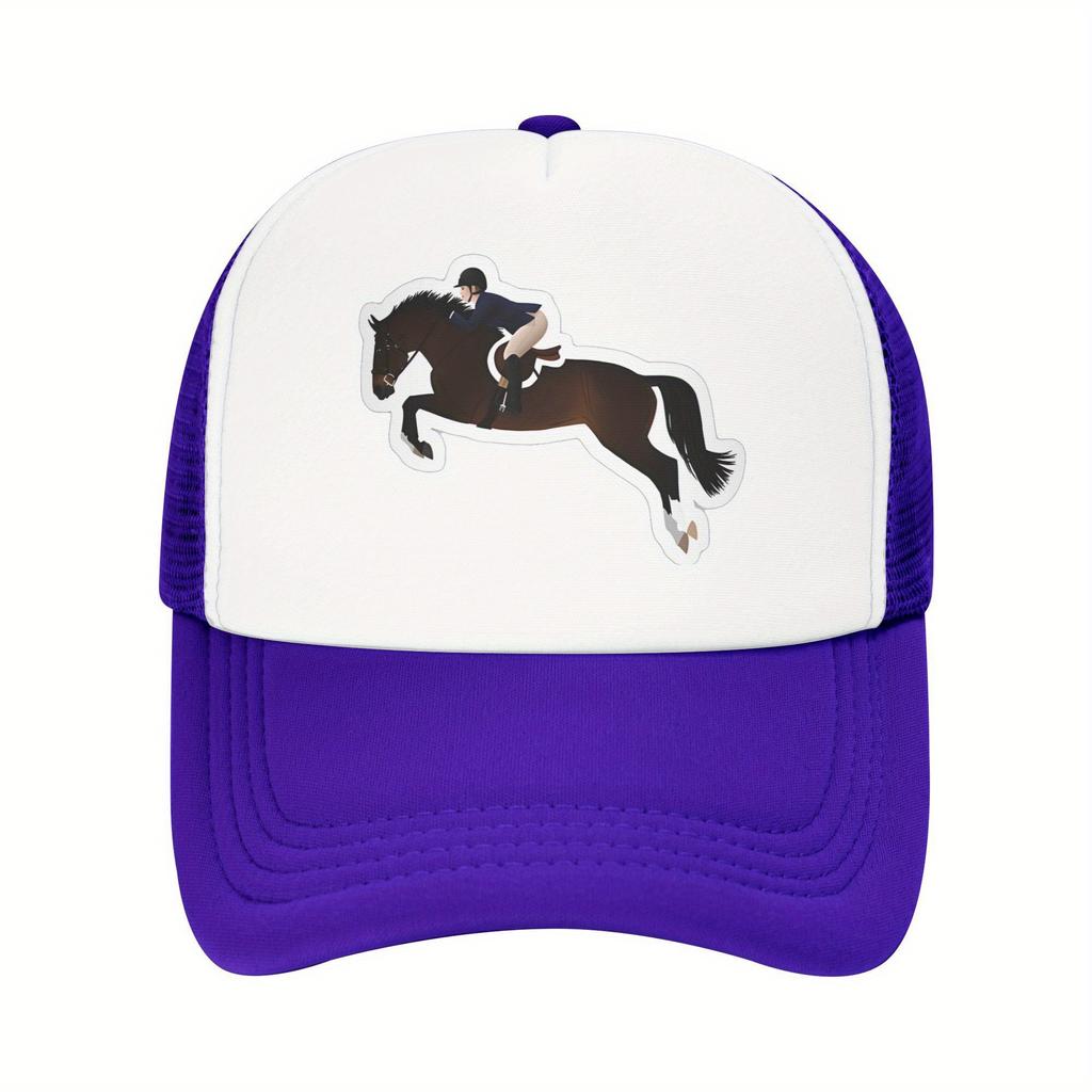 Equestrian Horse Jumping Hunter Jumper Sport Trucker Hat Breathable Mesh Baseball Cap Adjustable Outdoor Gift