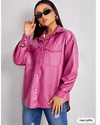 Handmade Shirt Genuine Stylish Soft Lambskin Leather Designer Women Casual Pink