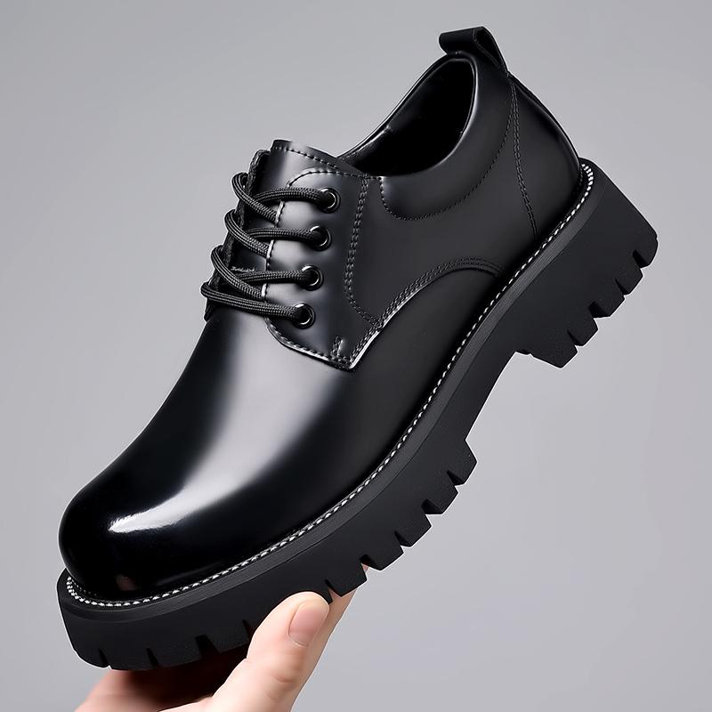 Fashion High-quality Thick Bottom Mens Lace Up Round Toe Brown Business Shoes Luxury Brand Oxford Shoes Classic Men Shoes for Wedding
