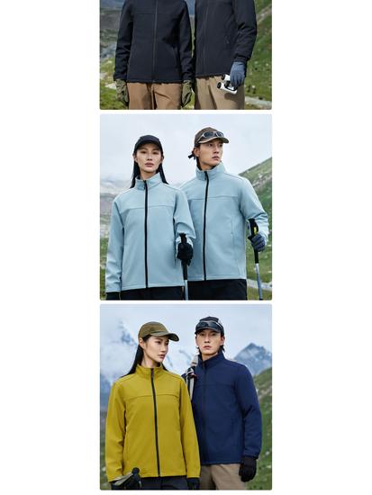 Lean Management Team Softshell Fleece Windbreaker Jacket - Stand-up Collar Trench Coat