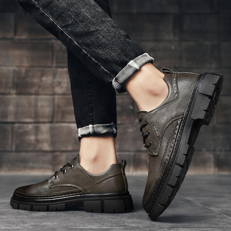 Fashion British Style Men's Workwear Shoes Versatile High-quality Leather Casual Shoes Anti Slip Wear-resistant Men's Business Shoes