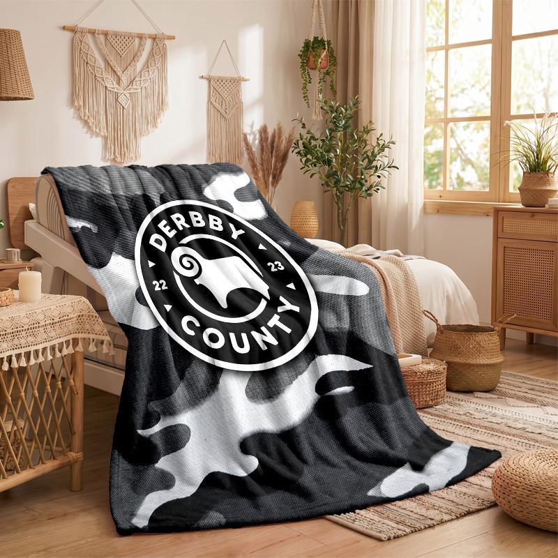 Derby County Football Print Flannel Blanket Soft Warm Sofa Bed Throw Blanket For Home Office Bedroom