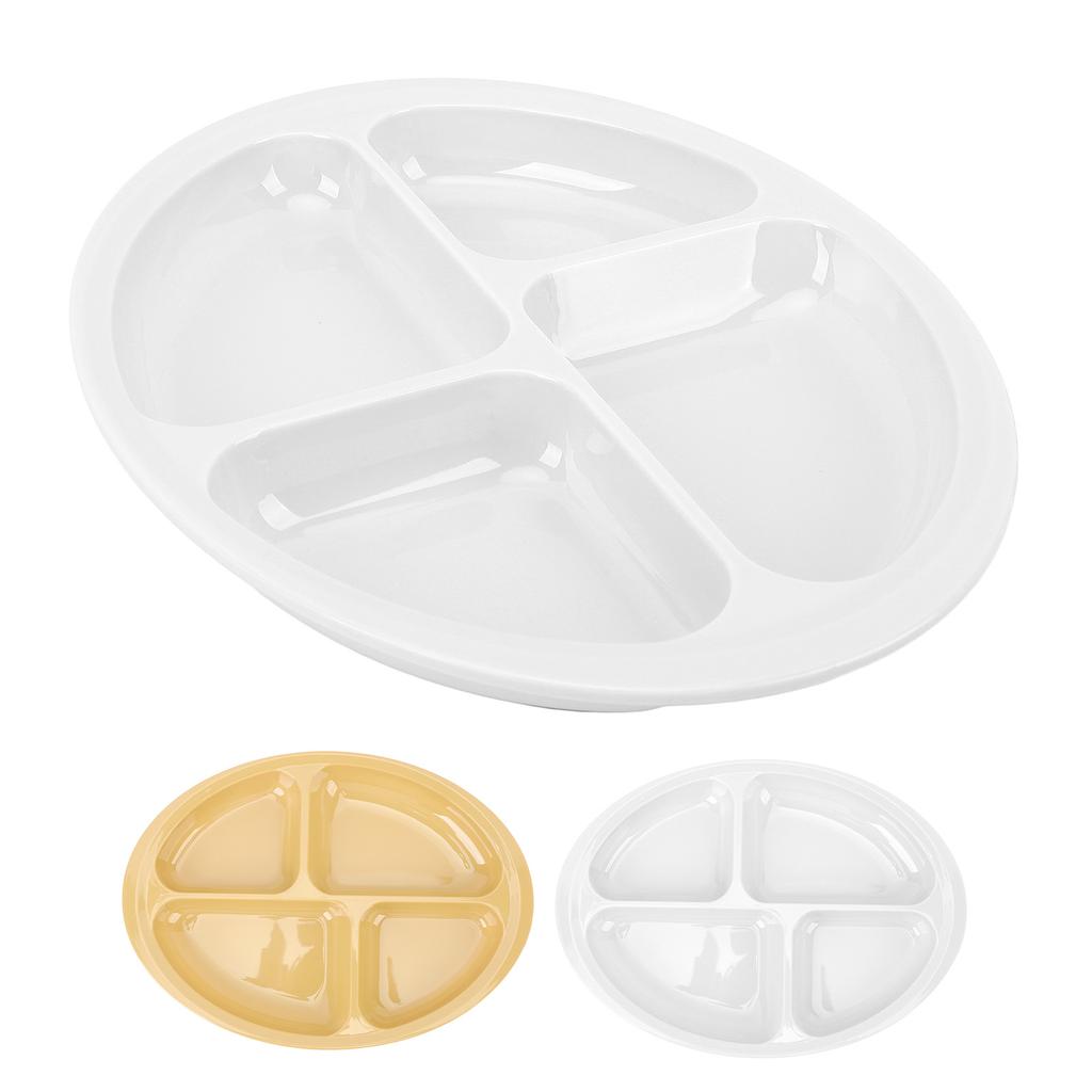 Divider Plate 4 Compartments Anti Slip Mat Round Portion Control Section Plate for Children Elderly