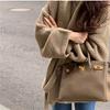 Waist Strap Design Baggy Large Size V-neck Cardigan Jacket for Women Autumn New Lazy Style Thick Sweater