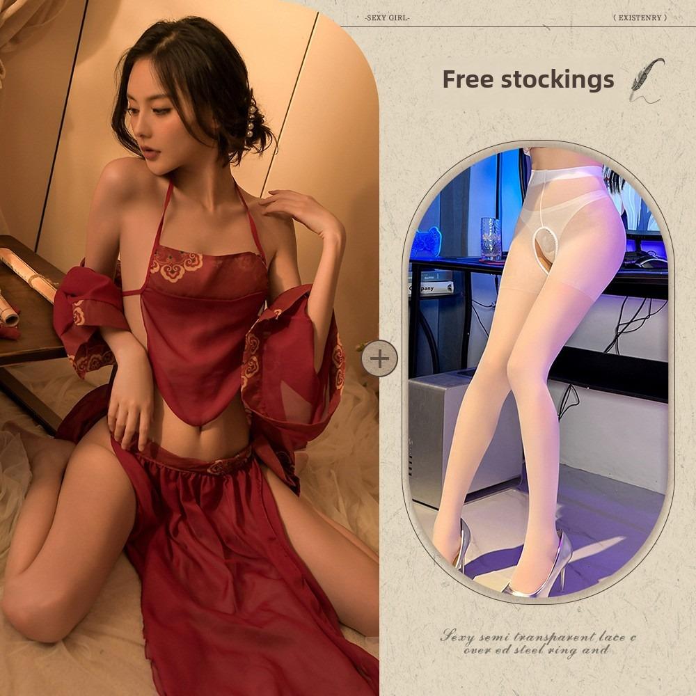 Sexy Lingerie Sexy Ancient Hanfu Republic of China Style Embroidered Pajamas Hot Uniform Seduction Suit