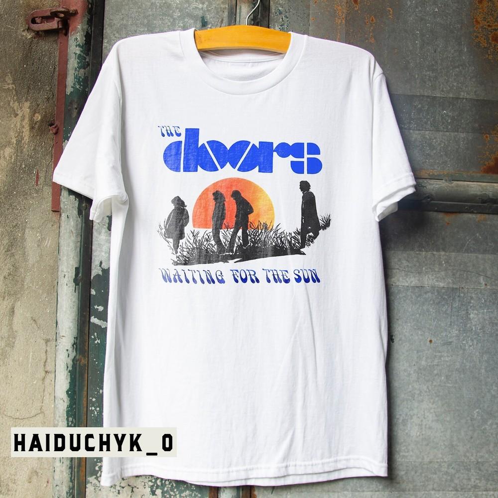 1970-е THE DOORS WAITING FOR THE SUN Унисекс Белая Футболка S-5XL Унисекс Футболка XXXXL