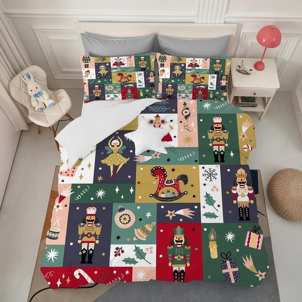 Cartoon toy soldier pattern 3D Printed Duvet Cover set Christmas theme Bedding Set Comfortable Soft Quilt Cover Set Pillowcases