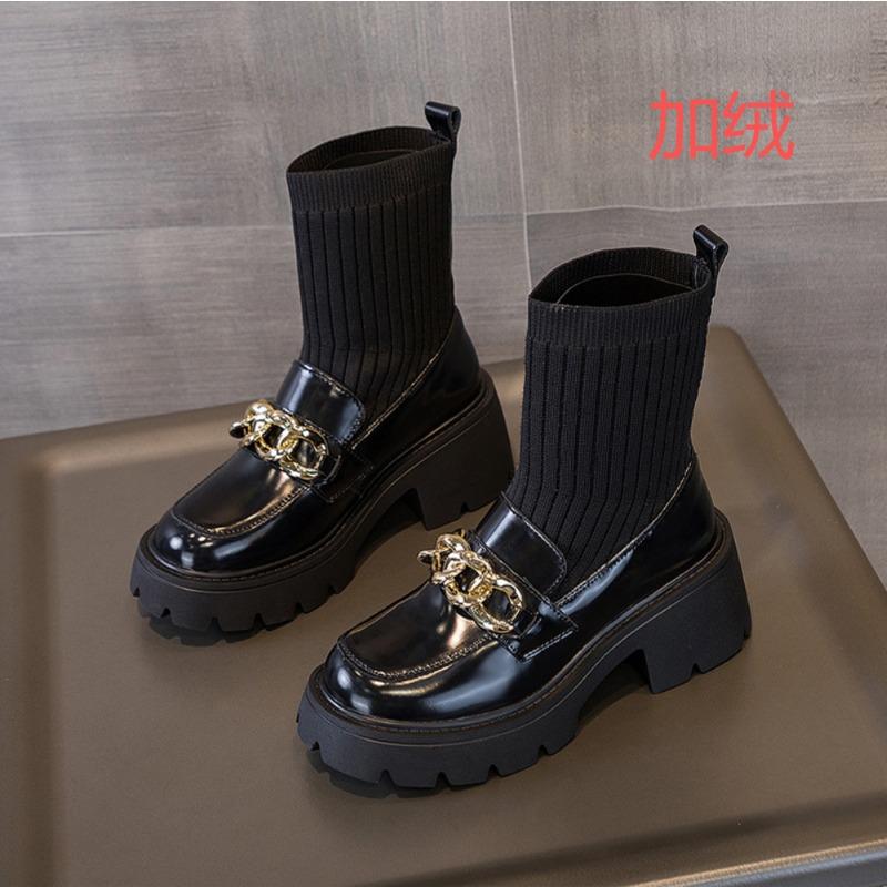 Student platform high-heeled college style Mary Jane small leather shoes women s new chain single shoes 39 5400₽