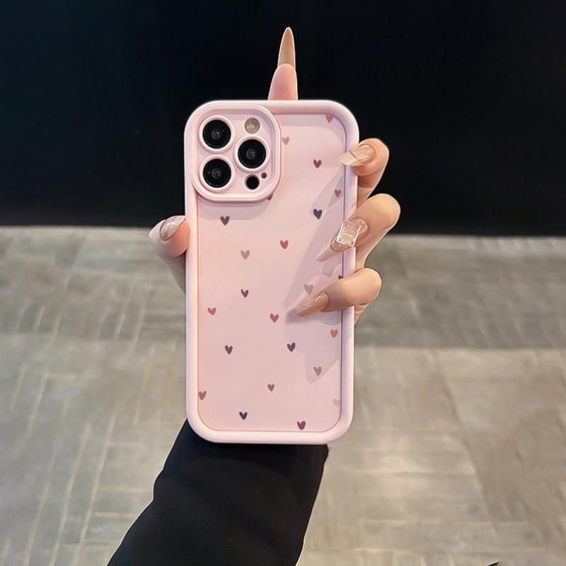 High Bamboo Pink Colored Heart-shaped Phone Case Suitable for iPhone 17 16 15 14 13 12 11 Pro/Max/Plus Anti Drop and Shockproof
