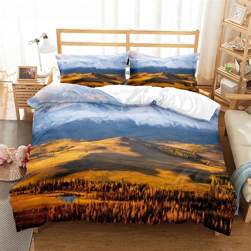 Altai Mountains King Queen Duvet Cover Natural Landscape Bedding Set Forest Lake Scenery Quilt Cover Polyester Comforter Cover