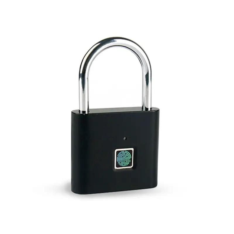 1pc Mini Smart Fingerprint Padlock, Security Door Lock, Total Of 10 Fingerprint USB Rechargeable Lock For Suitcase Luggage