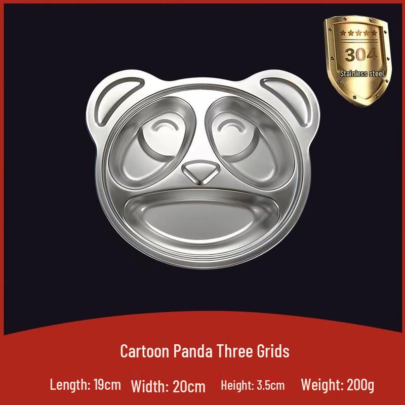 Cartoon Panda 304 Stainless Steel Kids Divided Lunch Box