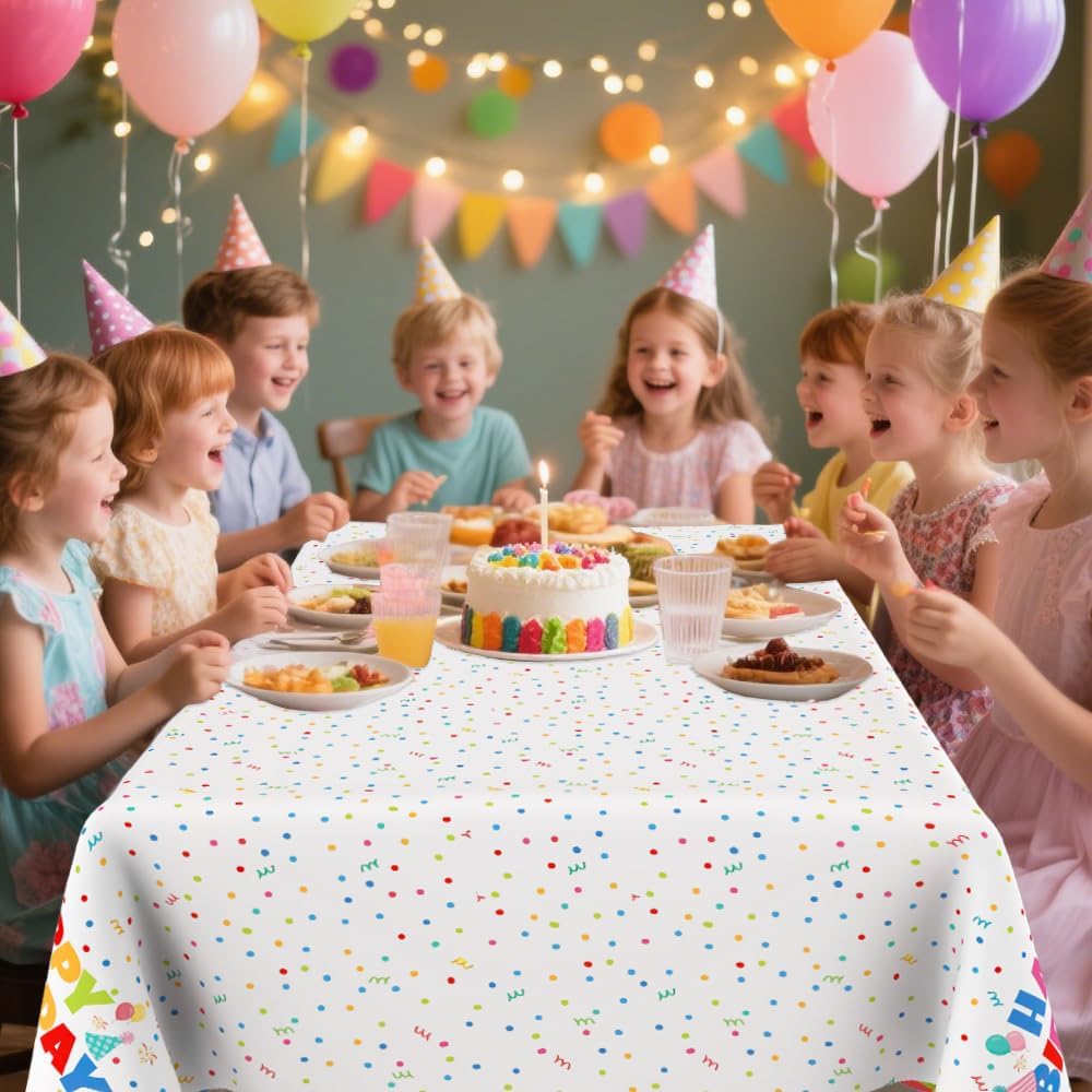 Birthday Tablecloth, 2 Pack Birthday Table Cloths, 54 X 108 Inch Disposable Rectangle Tablecloths Plastic Birthdays Table Cover Party Tablecovers,