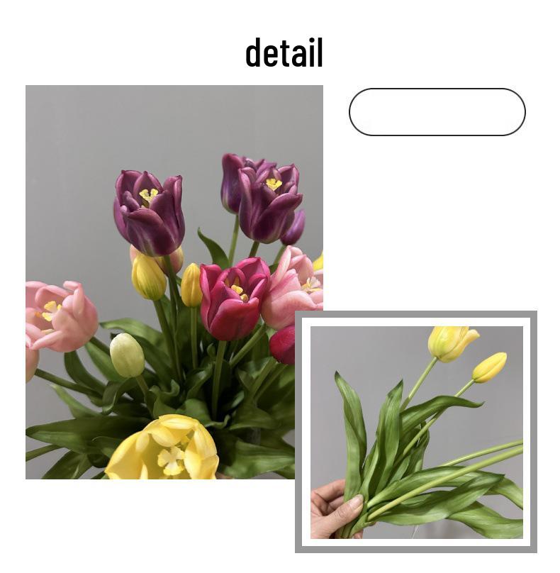 Premium Soft Rubber Tulip Bouquet - Realistic Artificial Flowers for Decoration and Props