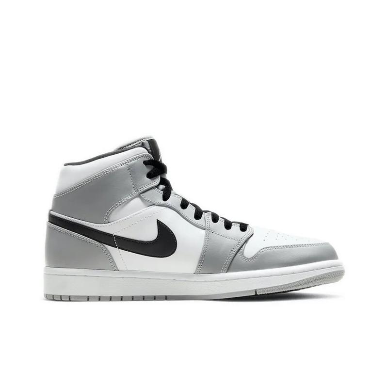 Air Jordan 1 Mid Smoke Grey Men Sneakers Light-Smoke-Grey Black White 554724-092