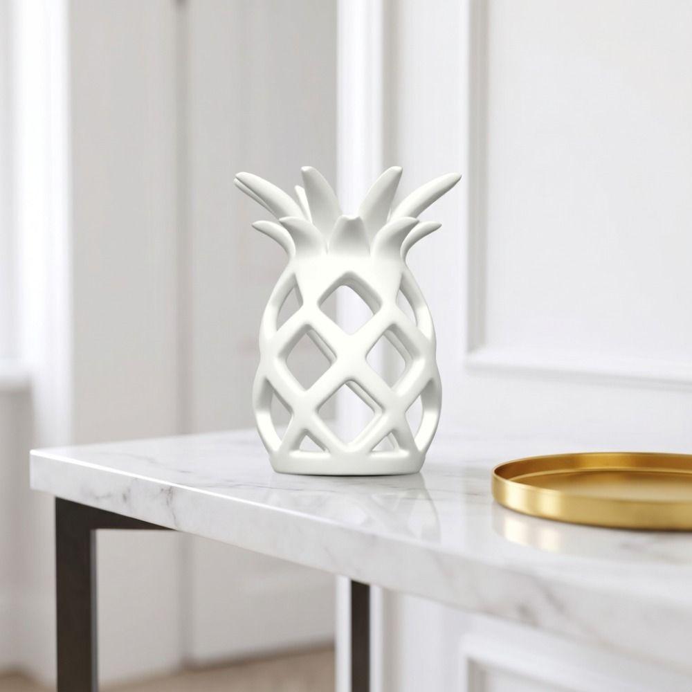 3D Printed Pineapple Sculpture Geometric Design Desktop Ornaments Hollow Flower Pot Fruit Shape Pineapple Flowerpot Living Room