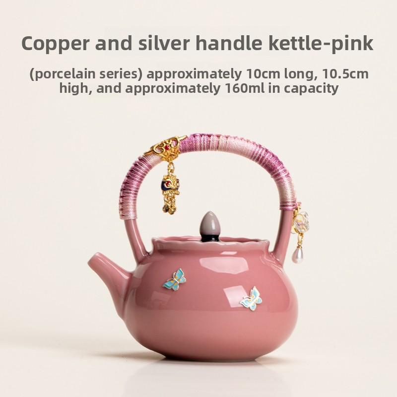 Ceramic Teapot with Handle Ball Filter Japanese Style Elegant Teapot for Women Gongfu Tea Set Home Brewing Tea Accessories