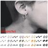Piercing Jewelry Stainless Steel Earrings Set Black Dumbbell Stud Hoop Earrings Tragus Earrings