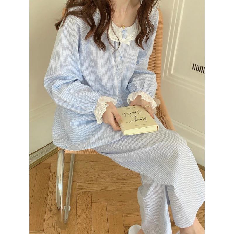 

Женская пижама, новый осенне-весенний комплект с длинными рукавами, мягкая пижама в полоску с рисунком, женская домашняя ночная одежда, кардиган M