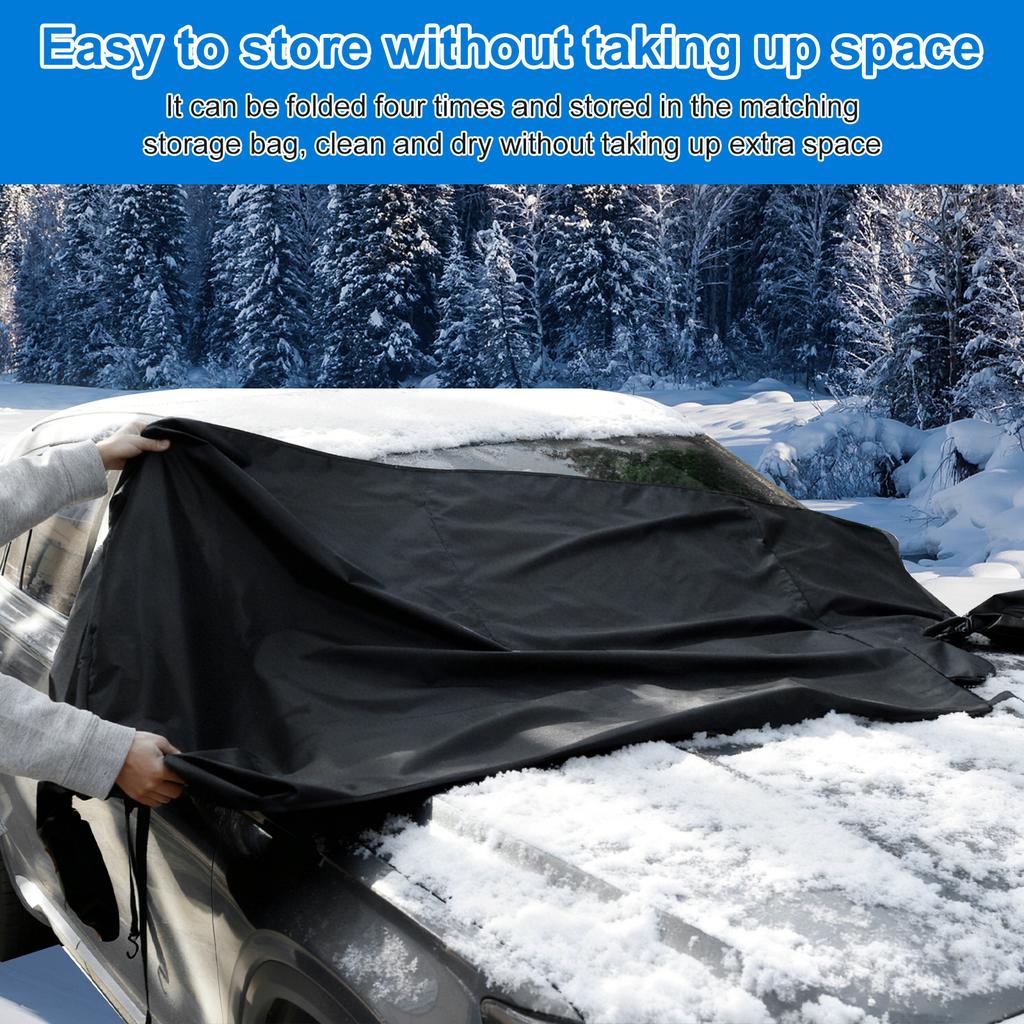Schneedecke für die Windschutzscheibe 600D Auto-Sonnenschutzabdeckung mit 360° winddichtem Design Auto-Frontscheiben-Eisschutzabdeckung für LKW SUV