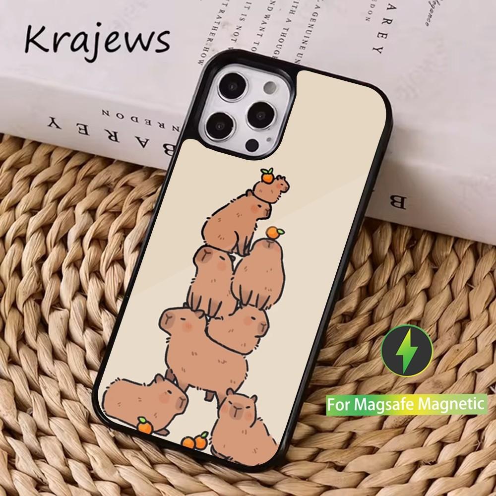 Cute C-Capybara F-Funny Phone Case  For iPhone 16,15,14,13,12,11,Pro,Max,Plus,Mini, Magsafe,Magnetic Wireless Charging Case