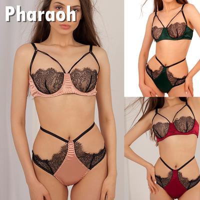 Lace Flowers Underwear Set Women High Waisted Lingerie Set for Women Lace Eyelash Bralette and Panty