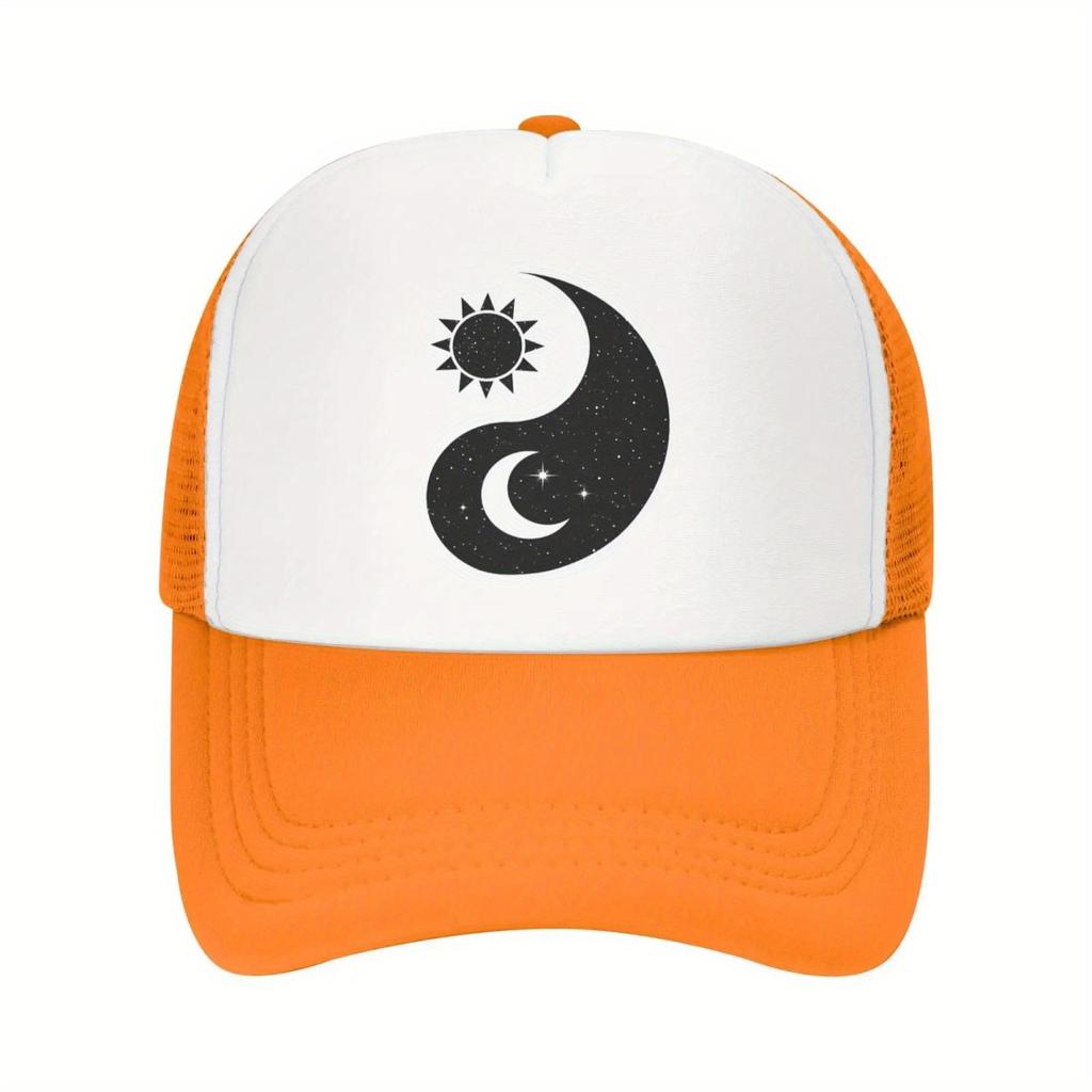 Yin Yang Sonne Mond Grafik Trucker Cap Grün Weiß Verstellbar Unisex Baseballkappe Lässig Outdoor