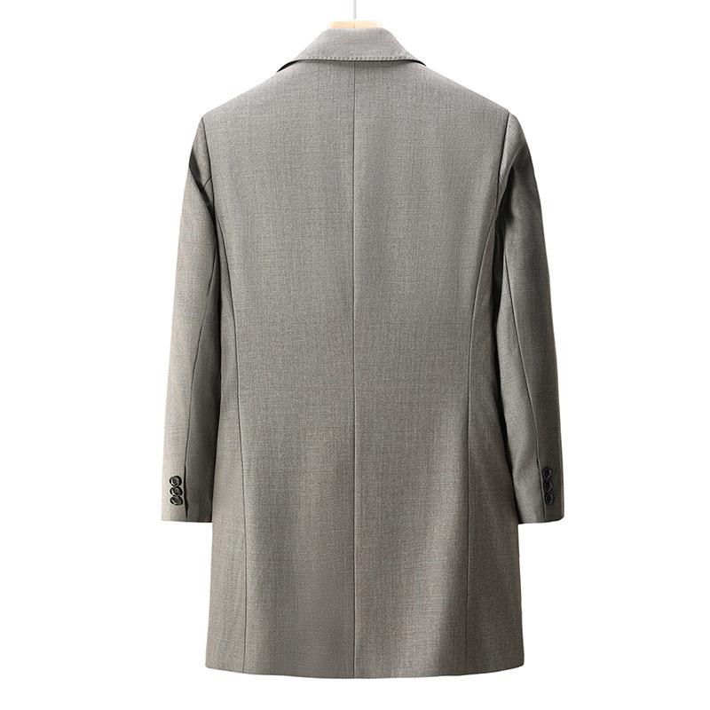 Middle-aged Buttoned Windbreaker Men's Mid-length Daddy Wool Lapel Coat Autumn and Winter New Loose Business Coat
