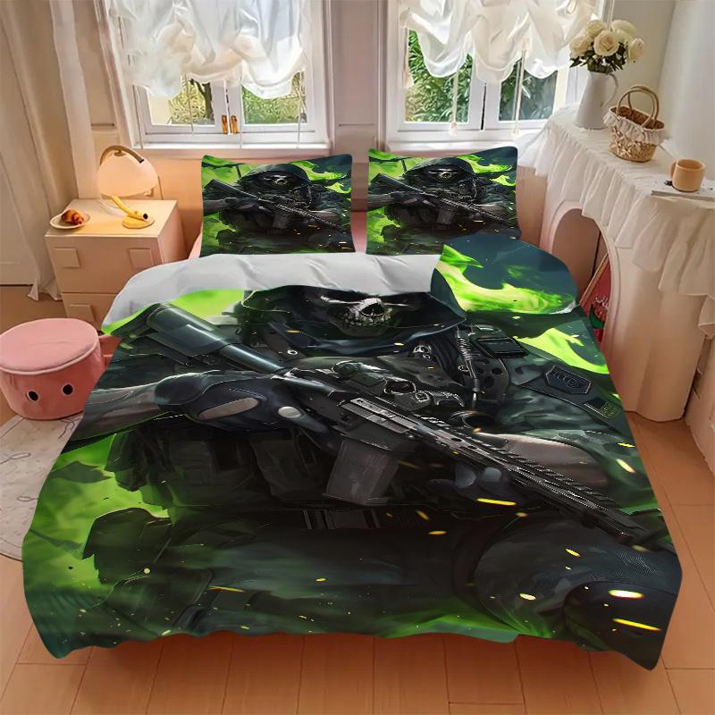 3pcs Call of Duty Decor Bedding Set-Universal Three-Piece Suit for Bedroom, Guest Room, Living Room, Hotel-Perfect Gift for Fans, Travelers,