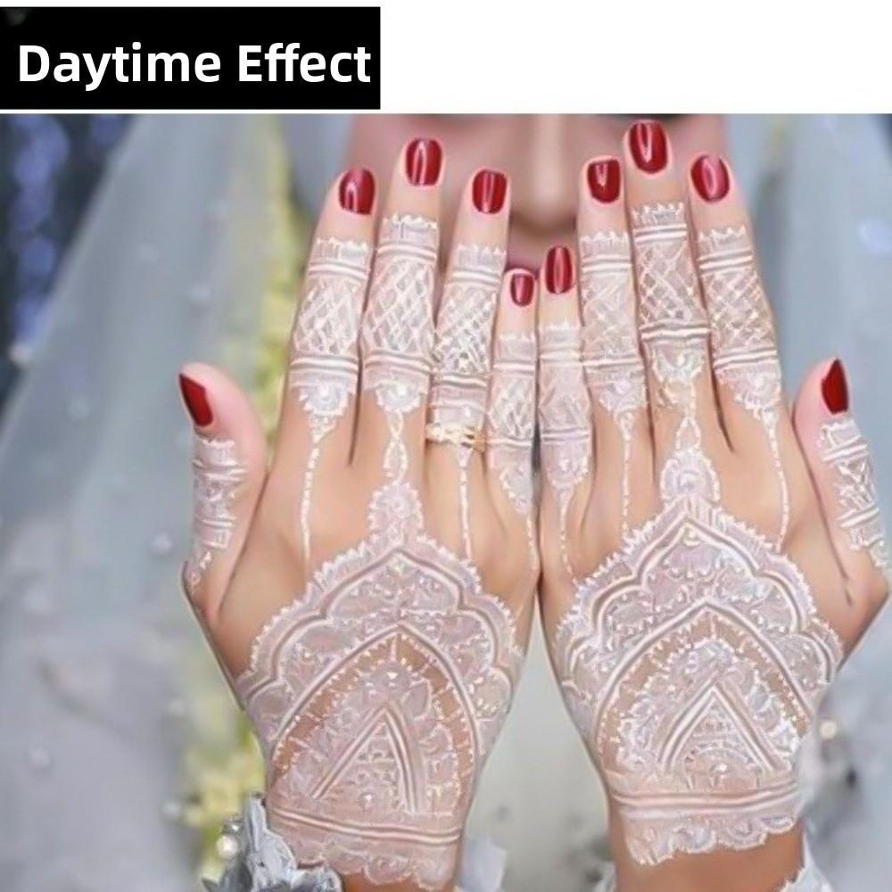 6 Sheets Lasting Mandala Temporary Tattoos Blue Luminous Lace Fake Tattoos  Hand Finger