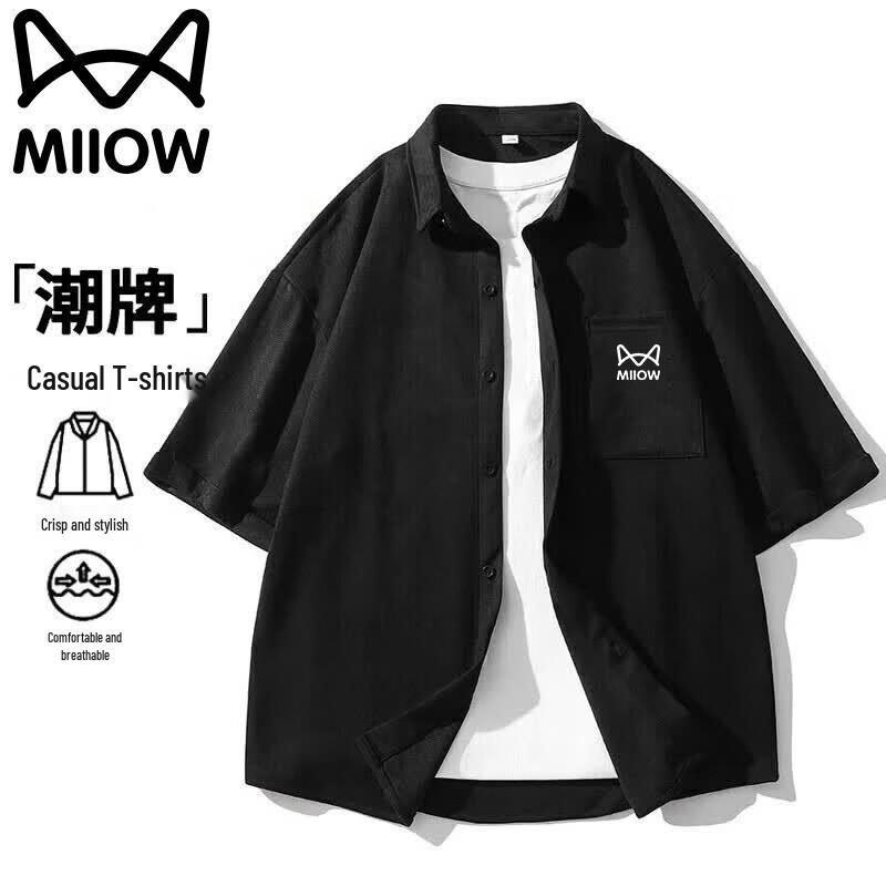 MiiOW Men s Ice-Feel Short Sleeve Casual Shirt M