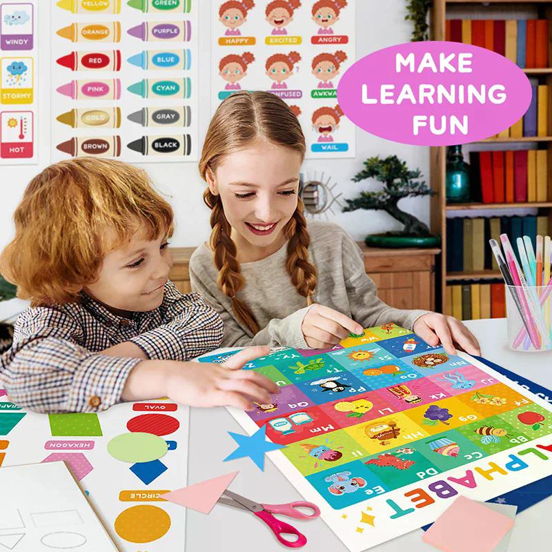 18 Educational Learning Posters for Toddlers, Laminated Kindergarten Classroom Decor