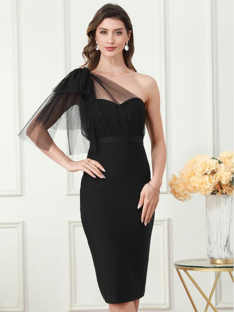 

Черное облегающее бандажное вечернее платье - Женский летний стройнящий дизайн Small чёрный