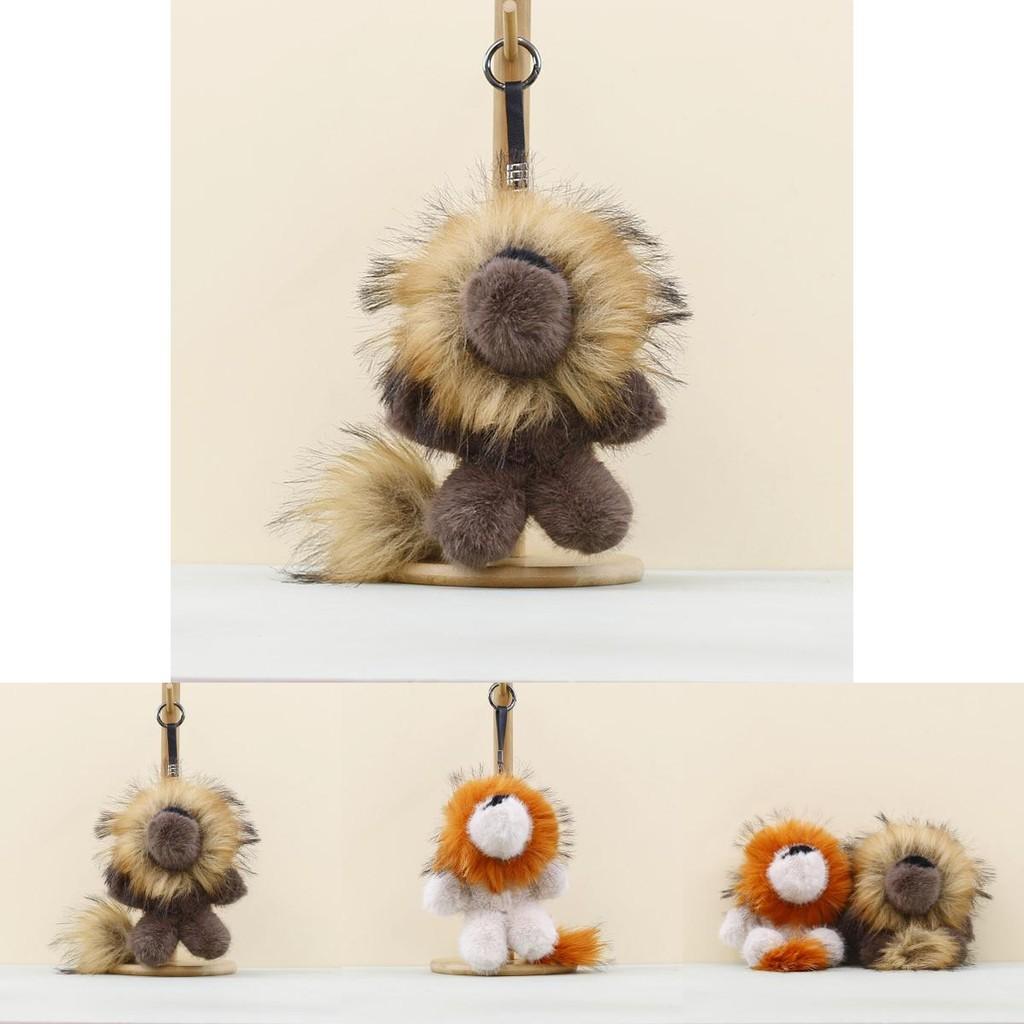 Lion Stuffed Plush Animal Pp Cotton Soft Charm Toy For Kids School Bag Decor
