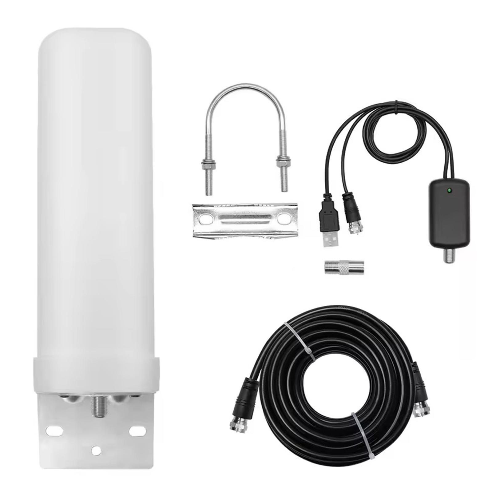 

600 Miles Outdoor Digital TV Antenna ABS HDTV Digital Antenna Wear Resist Signal Amplified TV Antenna for Roof Utility Pole RV білий