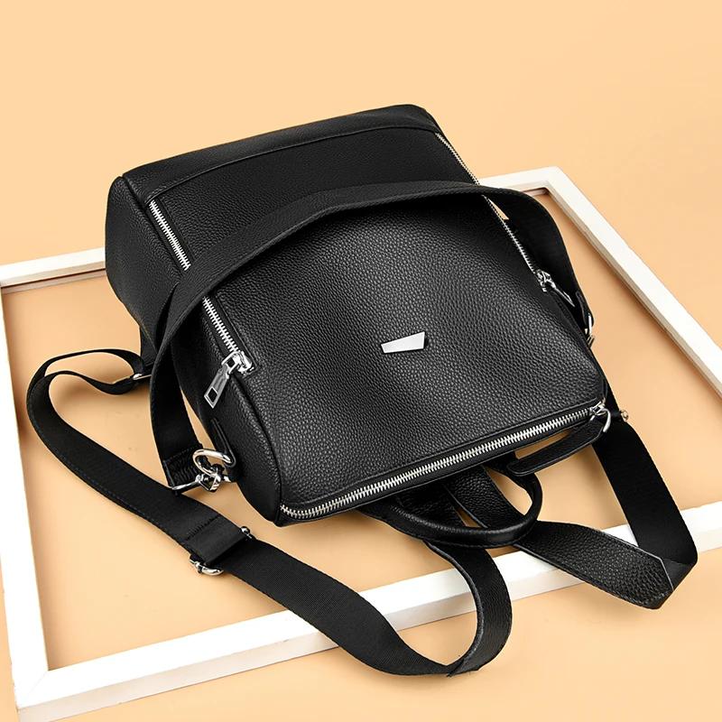 Genuine Leather Backpacks for Women High Capacity Waterproof Backpack Fashion Female School Travel Bags