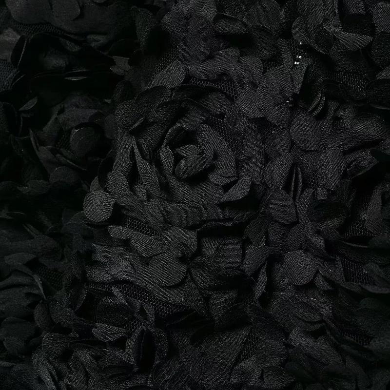 Street Short 3d Flower Lace Jacket Women Chic O-neck Long Sleeve Zipper Female Coats Autumn Lady All-match Outwears