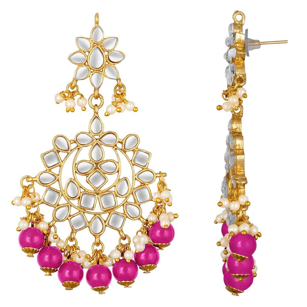 Kundan Pearl Studded Ethnic Chandbali Earrings Gift for Women