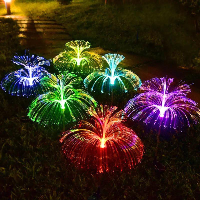 Cross-Border Solar LED Jellyfish Fiber Optic Outdoor Garden Light